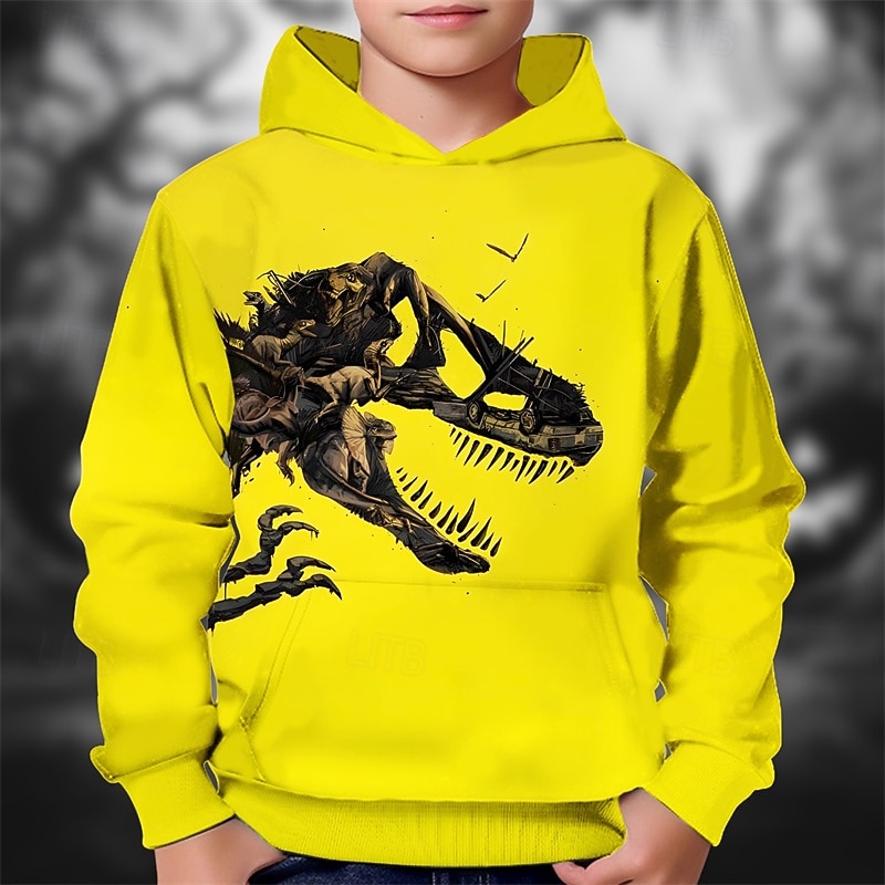 Хэллоуин Мальчики 3D Динозавр Толстовка Длинный рукав Весна Осень Мода Уличный стиль Дети 4-12 лет Капюшон на открытом воздухе Повседневные Стандартный 2025 - €16.84 –P1