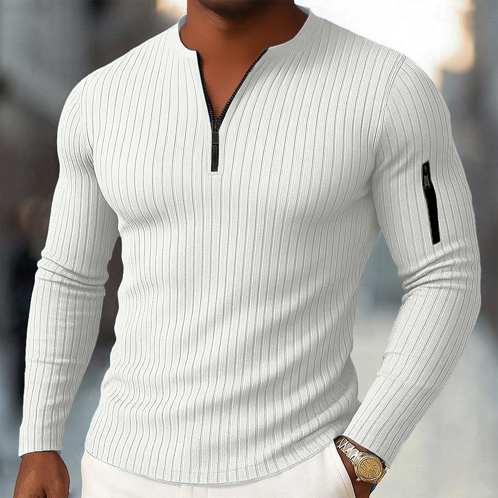 Per uomo Maglietta Maglietta a Maglia a Coste Camicia a Maniche Lunghe Manica Lunga Mezza zip Primavera Autunno Inverno Semplice Moda Designer Essenziale Zip a un quarto Vacanza Casa Streetwear del 2025 a $25.99 –P8