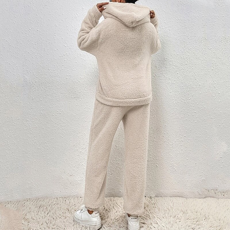 نسائي بدلة رياضية من قطعتين هودي صالة مجموعات بدلات رياضية لون سادة أطقم ملابس رياضية خريف & شتاء أسود أبيض الصالة الرياضية الخارج ركض كم طويل رياضة ألبسة رياضية مرن نسبياً عادي 2026 - $42.99 –P7