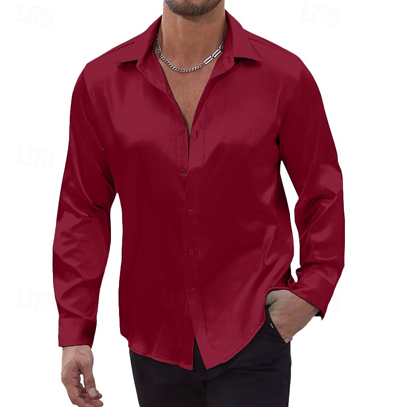 Per uomo Camicia Camicia in raso Camicia casual Camicia con Bottoni Camicie sbottonate Semplice Formale Quotidiano Nero Bianco Vino Blu reale Manica Lunga Bavero Primavera & Autunno Tutte le stagioni del 2025 a $23.99 –P9
