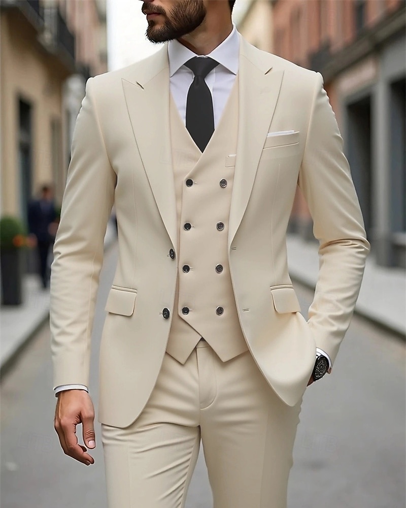 Men's Blazer+Vest+Dress Pants Blazer Vest Set Business Cocktail Party Wedding Party 3 Piece Fashion Casual Spring Fall Polyester Plain Pocket Buttons Comfortable Single Breasted Blazer Dark Gray 2026 - ZAR R1986 –P13