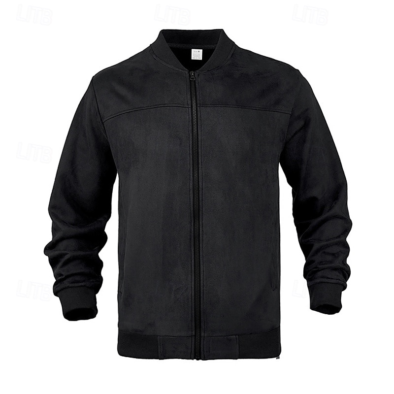 Herren Imitat-Lederjacke Freizeitjacke Urlaub Täglich Warm Tasche Herbst Winter Einfach Mode Klassisch Stehkragen Regulär Schwarz Marineblau Meeresblau Braun Armeegrün Jacken 2025 - $27.99 –P10
