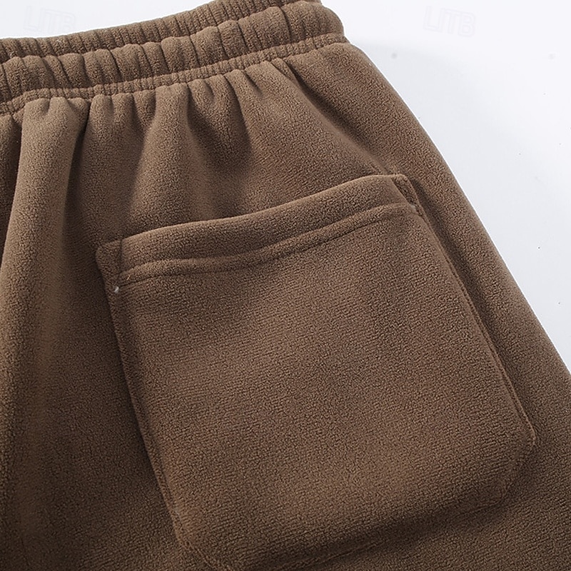 Herren Jogginghose Fleecehose Hose Winterhose Kordelzug Tasche Elastischer Bund Einfach Komfort Warm Sport im Freien Täglich Mode Lässig Schwarz Khaki Mikroelastisch 2026 - $28.99 –P11