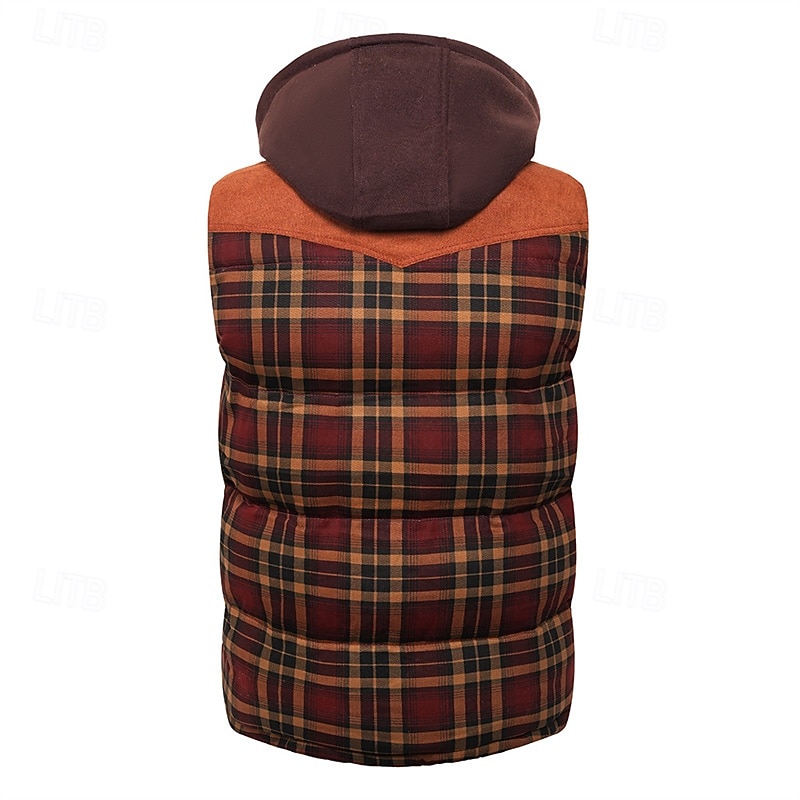 Per uomo Gilet imbottito Gilet Vacanza Quotidiano Data Moda Casual Autunno Inverno Tasca Poliestere Caldo Confortevole Plaid Cerniera Con Cappuccio Vestibilità regolare Rosso Verde Verde militare del 2026 a $69.99 –P4