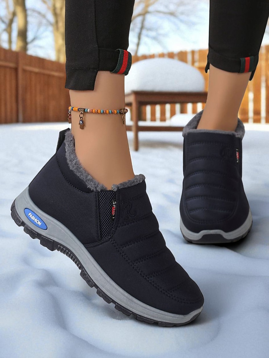 Женские зимние водонепроницаемые ботинки бордового цвета с флисовой подкладкой – теплые снегоступы с нескользящей подошвой для холодной погоды, прогулок на свежем воздухе и повседневной носки 2025 - $24.99 –P2