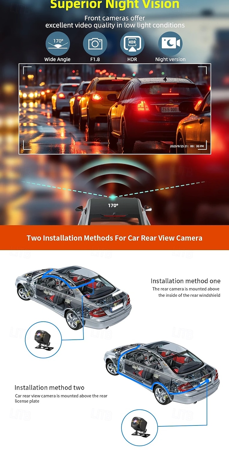 High-definition 4K front and 1080P rear dual-lens dash cam with WiFi mobile connectivity car DVR loop recording comes with a 32GB memory card. 2025 - $69.99 –P7
