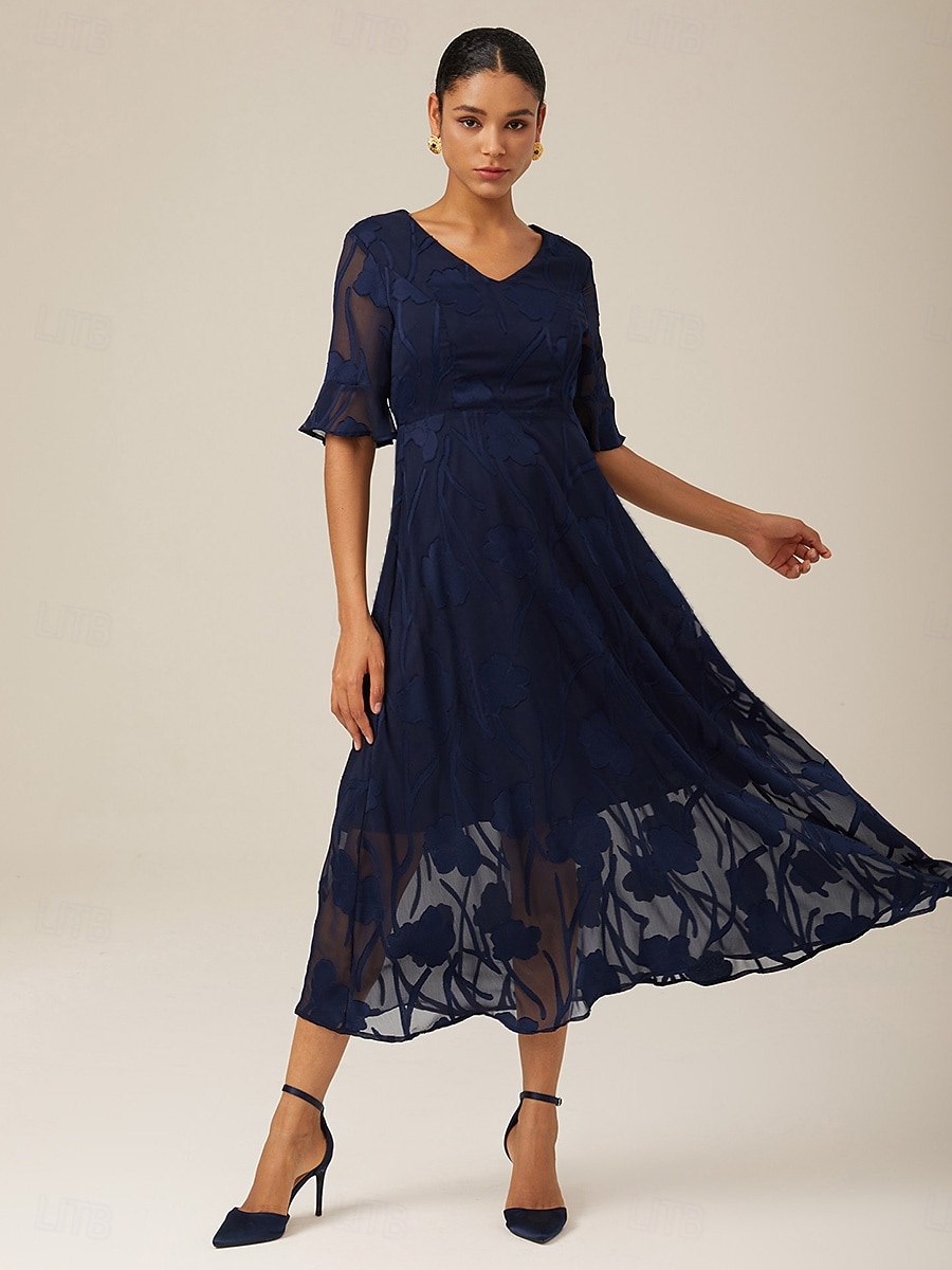 Dames Maxi-jurk Cocktail jurk Bruiloft gast jurk Semi-formele jurk A lijn jurk Elegant Werk Verjaardag Flutter mouw Bruiloft gast Cocktailparty Formele avonden Normale pasvorm Effen Kleur Effen Halve 2025 - $59.99 –P11