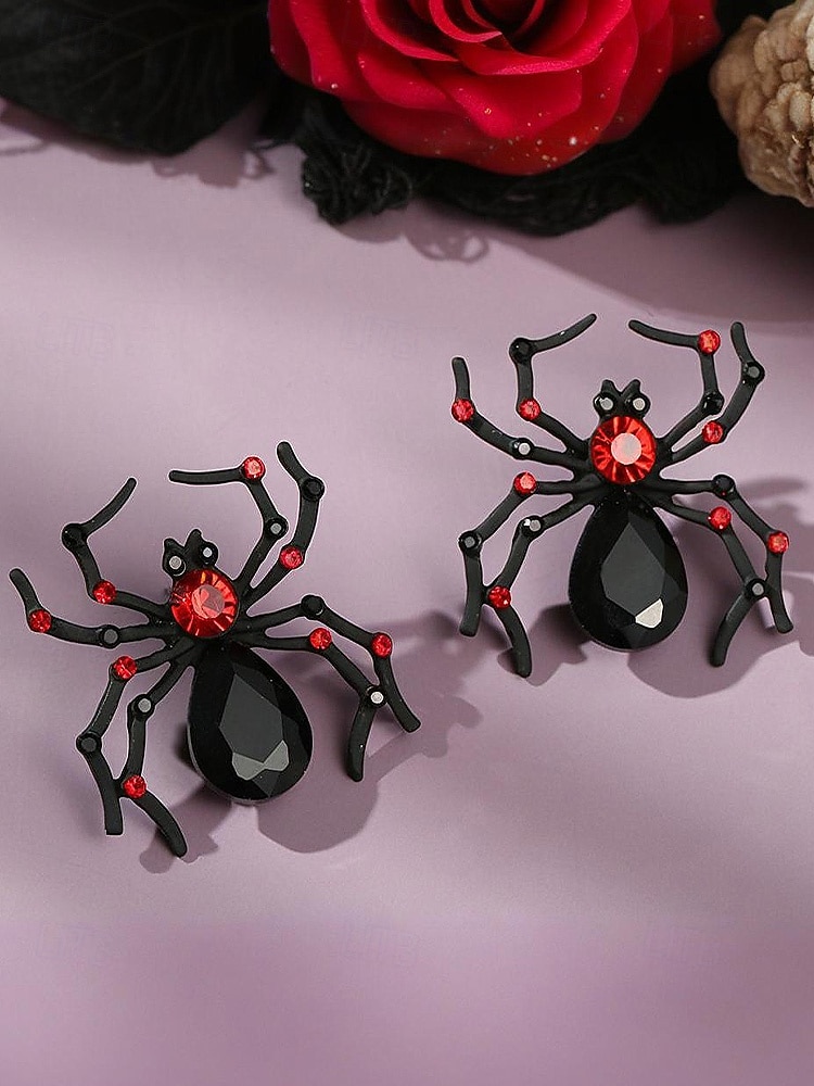 2025年 女性用ハロウィンスパイダー＆コウモリドロップイヤリング - コスチュームパーティー、コスプレ、ナイトウェアに最適なゴシックパンク合金製ダングルジュエリー  コレクション – $7.99 –P7