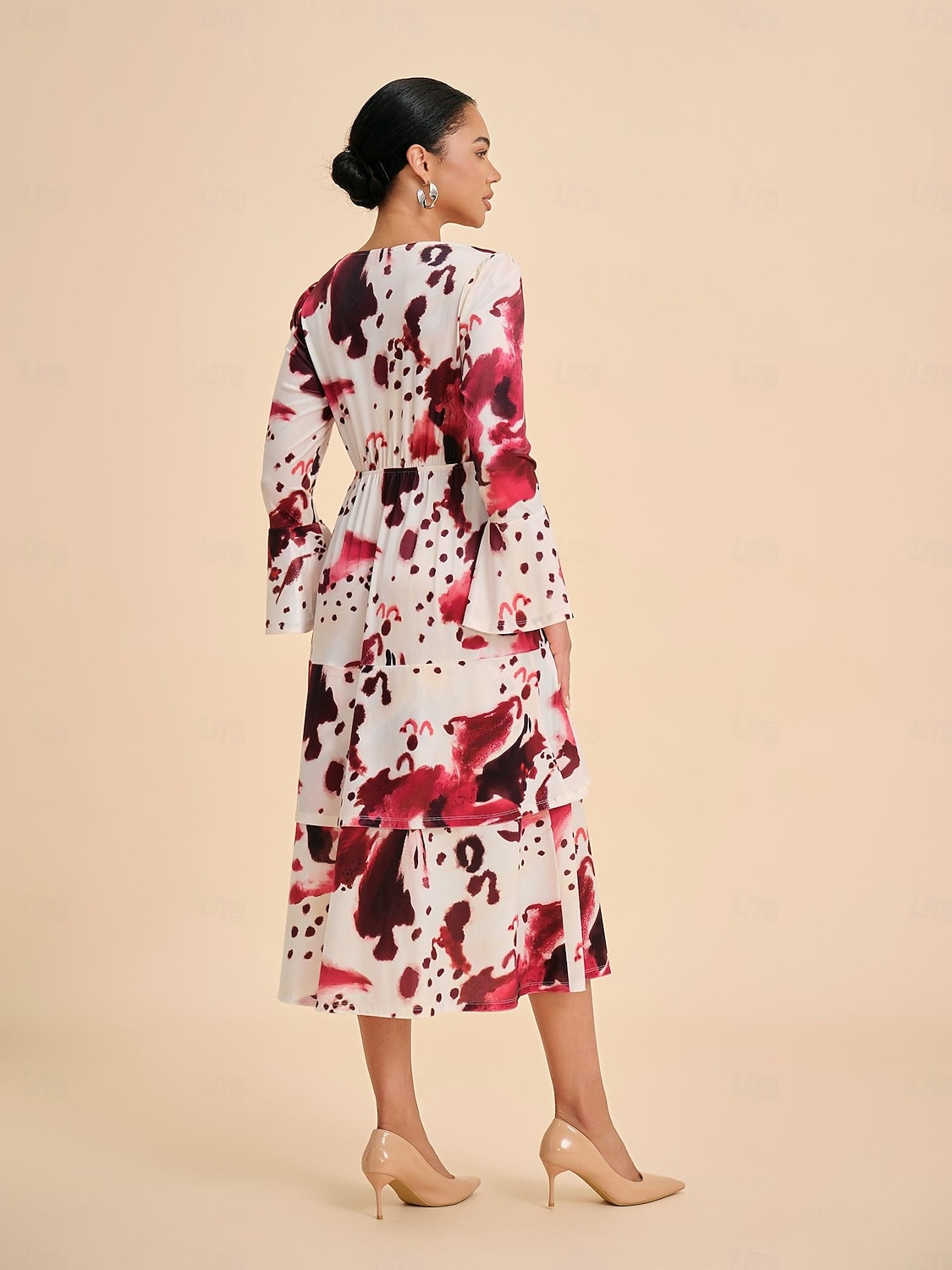 Da donna Femminile Vestito Casual Borgogna Manica Lunga Maniche Corte Estate Primavera Tutte le stagioni Scollo a V Elegante XS S M del 2025 a $97.99 –P6