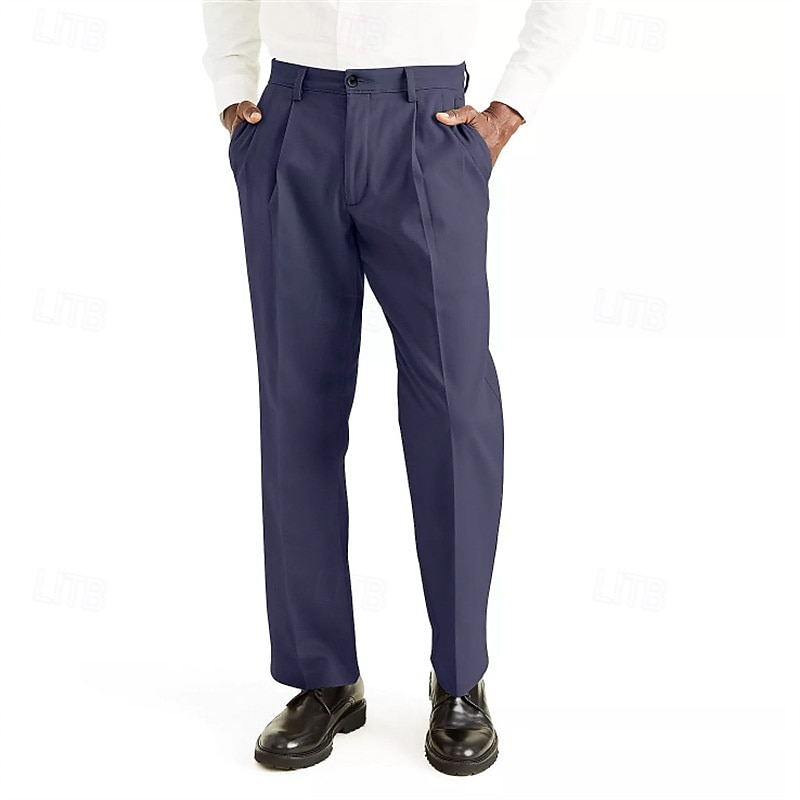 Homens Calças Social Calças Plissadas Calças de Terno Bolsos Tecido Conforto Respirável Comprimento total Formal Festa O negócio Moda Roupa de rua Preto Branco Sem Elasticidade de 2025 por $27.99 –P6