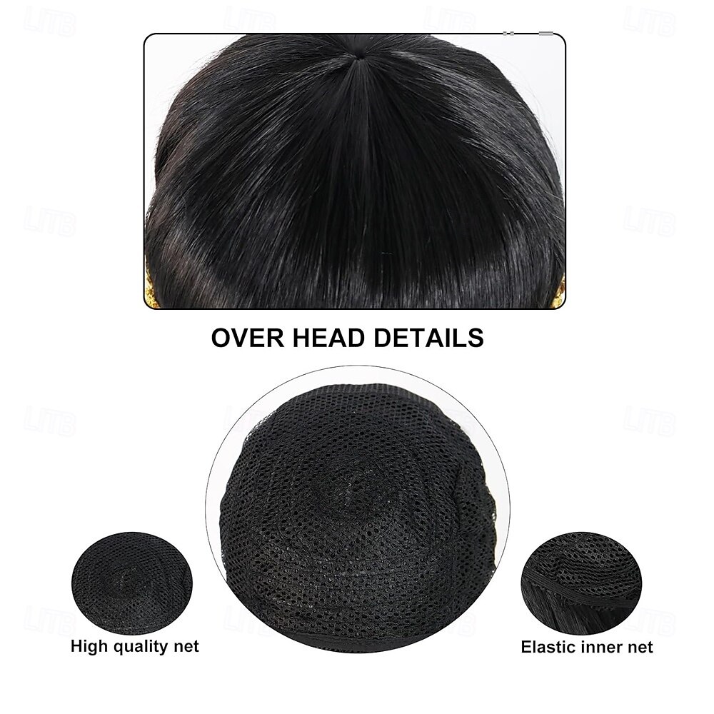 Zwarte Cleopatra pruik, zwart bob haar met pony voor vrouwen, pruiken Cleopatra Cospaly pruik, korte rechte bob, cosplay haar en accessoires voor Halloween kostuum outfit. 2026 - $20.99 –P5