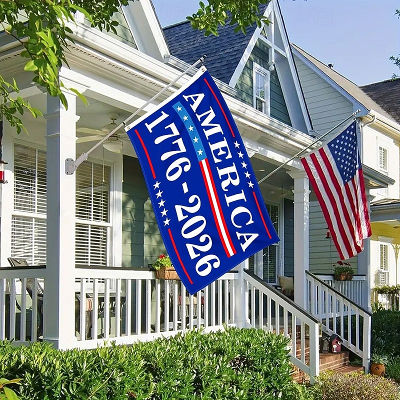 Vlajka k 250. výročí USA 1776-2026, 3x5 stop, vlastenecký americký venkovní dekorační banner na dvůr, zahradu, dům nebo oslavu Dne nezávislosti. 2026 - $18.99 –P1