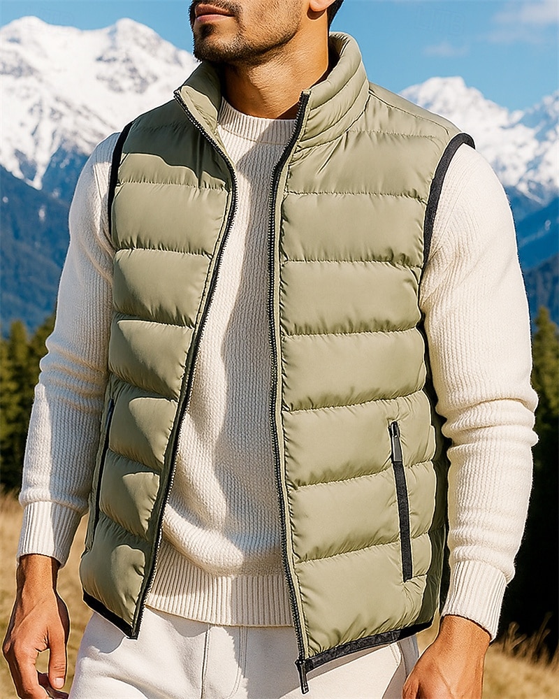 Men's Hiking Vest Puffer Vest Winter Autumn / Fall Outdoor Thermal Warm Lightweight Vest Hunting Fishing Climbing Black Army Green Burgundy Blue Green 2026 - $28.99 –P4