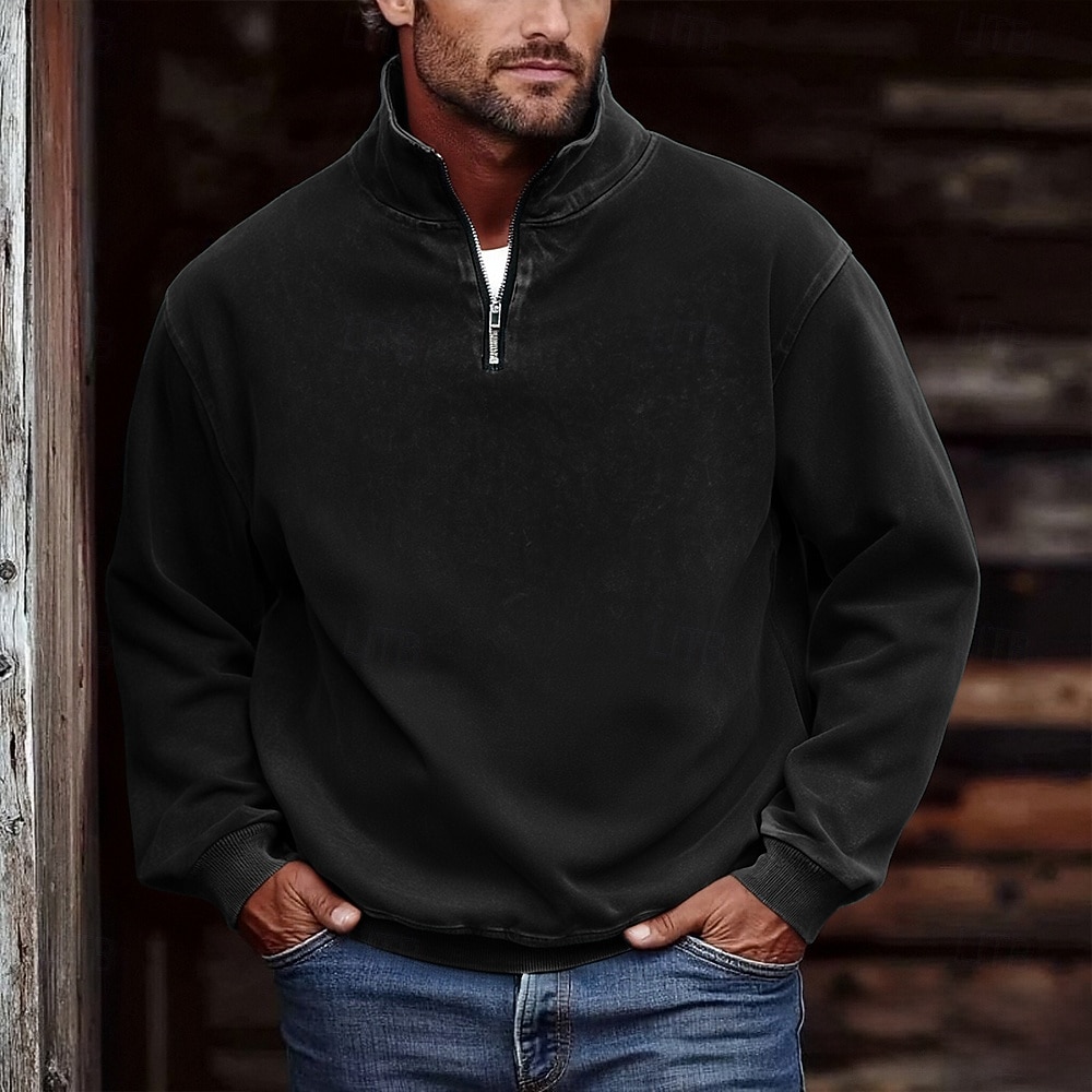 Per uomo Maglia Felpa con zip corta Nero Verde militare Verde scuro Grigio Mezza zip Semplice Sport & Outdoor Quotidiano Ferie Cotone Streetwear Essenziale Casual Primavera Autunno Abbigliamento del 2026 a $39.99 –P7