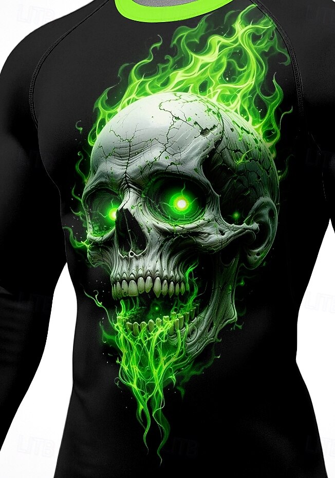 Ανδρικά Μπλούζα συμπίεσης Tricou de Alergat 3D εκτύπωση Μακρυμάνικο Στρώμα βάσης Νεκροκεφαλές Γρήγορο Στέγνωμα Συμπίεση Ισχυρή ελαστικότητα Ύγρανση Γυμναστήριο προπόνηση Ενεργή εκπαίδευση Ασκηση 2025 - $18.99 –P3