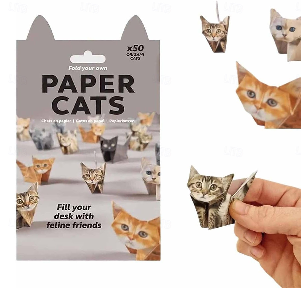 Gatos de papel de bricolaje, kit de manualidades de origami de papel de gato/perro/dinosaurio 3D de 50 hojas con instrucciones, decoración de escritorio de animales de bricolaje, divertidos kits de 2025 - $16.49 –P4