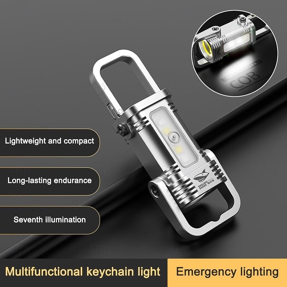 USB-C újratölthető kulcstartós zseblámpák, távolsági tompított fényszórós mini zseblámpák, cob kulcstartós munkalámpa 6 világítási móddal, könnyű, fényes mini kulcstartó lámpa sétáláshoz, kereséshez 2025 - $16.49 –P4