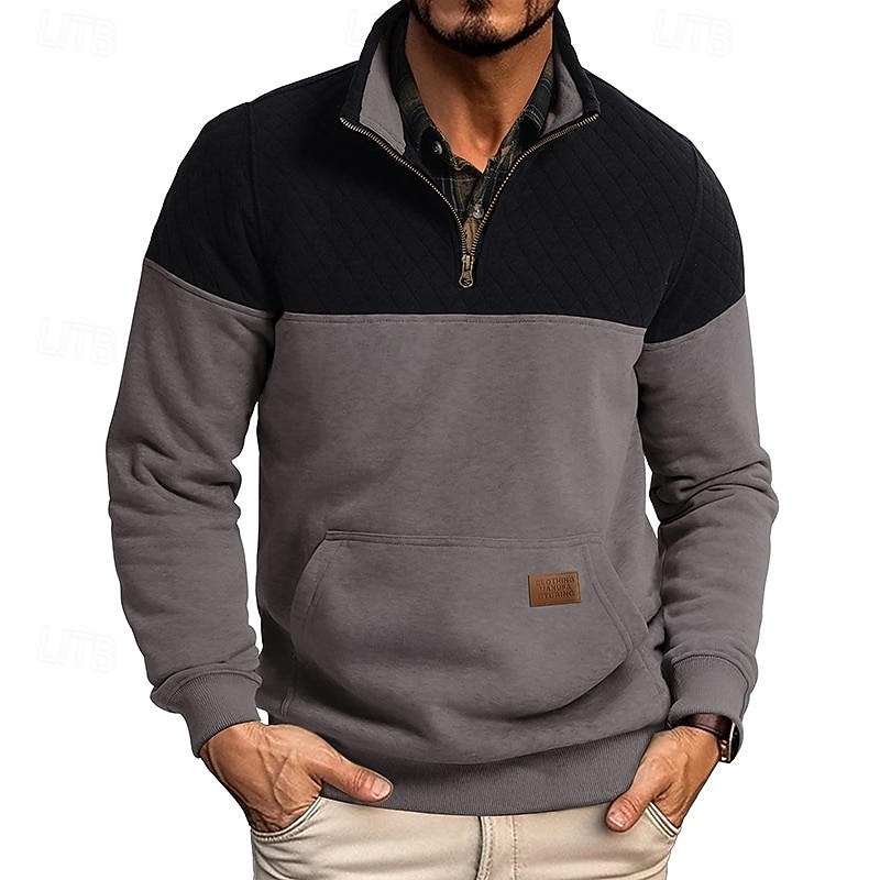 Homens Moletom Moletom Waffle Moletom com capuz Estacionar Moletom com zíper Verde Tropa Vinho Azul Real Marron Cáqui Colarinho Clerical Tecido Patchwork Desportos e Ar livre Casual Diário Roupa de de 2025 por $27.99 –P1