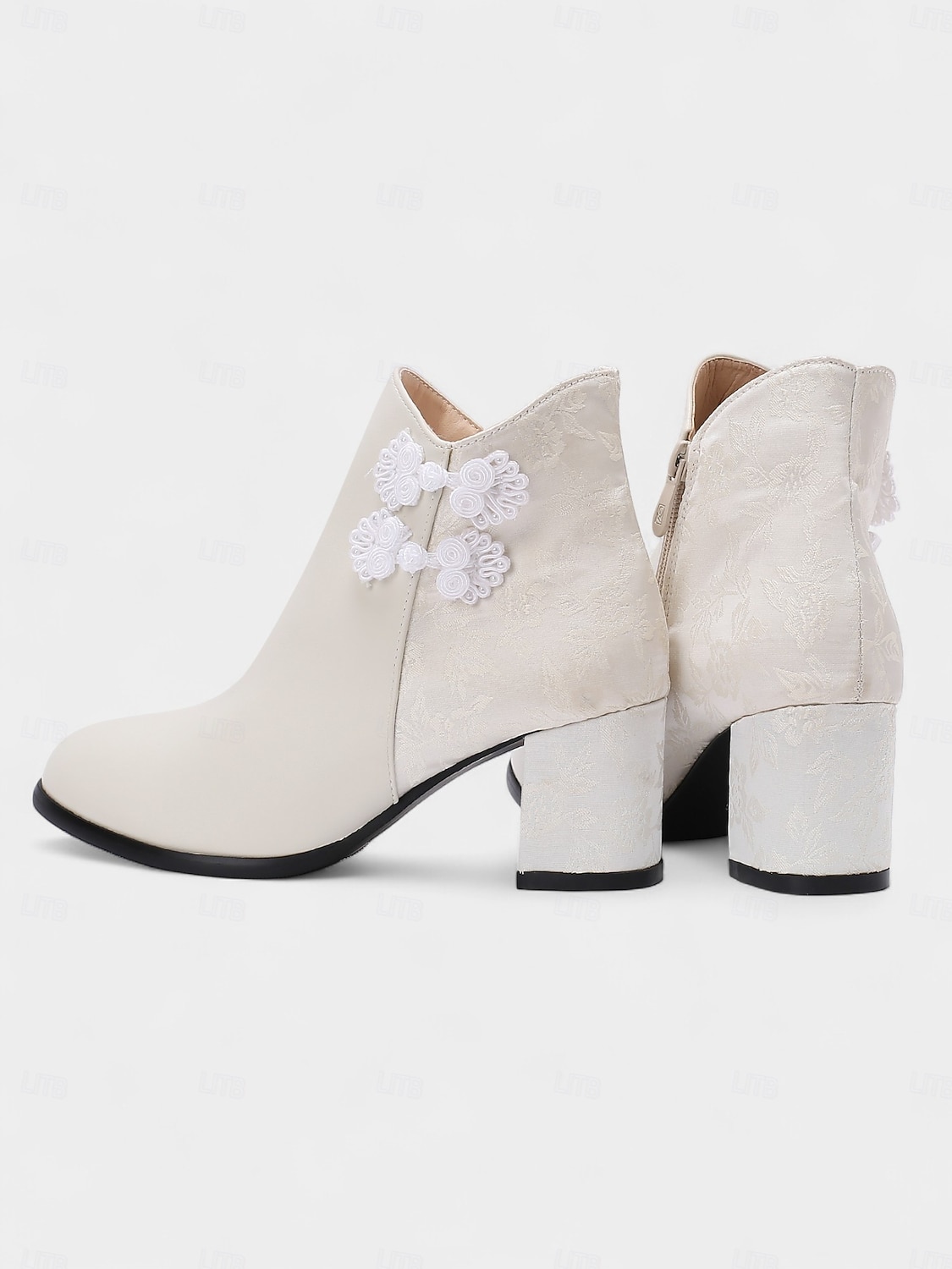 Weiße Damen-Stiefeletten aus Kunstleder mit Jacquard und Blockabsatz – stylische kurze Winterstiefeletten für Damen, ideal für Urlaubspartys, Outdoor-Bekleidung und lässigen Streetstyle 2026 - $59.99 –P8