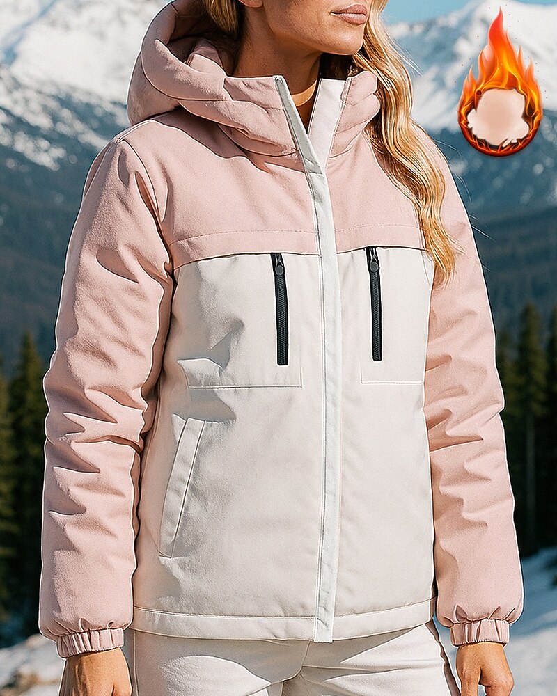 Damen Wanderjacke Daunenjacke Thermojacke Außen Thermik Warm Wanderoutfits Wanderbekleidung Winter Herbst Oberteil Angeln Camping / Wandern / Höhlenforschung Laufen Patchwork Schwarz Weiß Rosa 2026 - €58.99 –P1