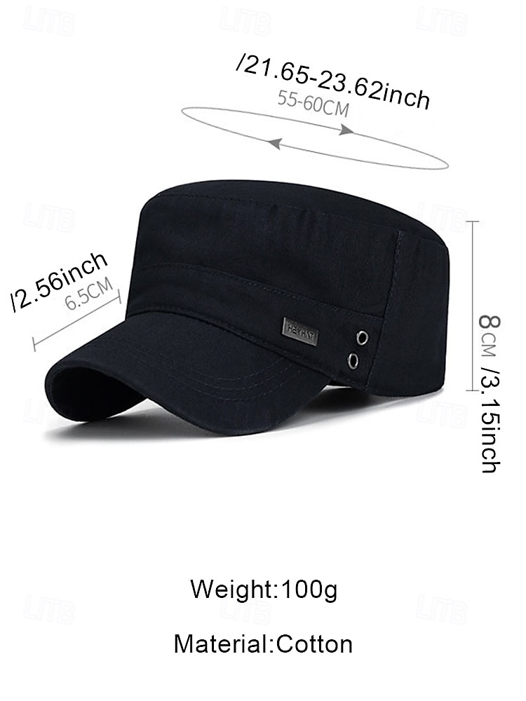 Men's Cotton Military Cadet Cap with Adjustable Strap, Casual Flat Top Army Hat for Outdoor Sports, Travel and Daily Wear 2026 - $11.99 –P11