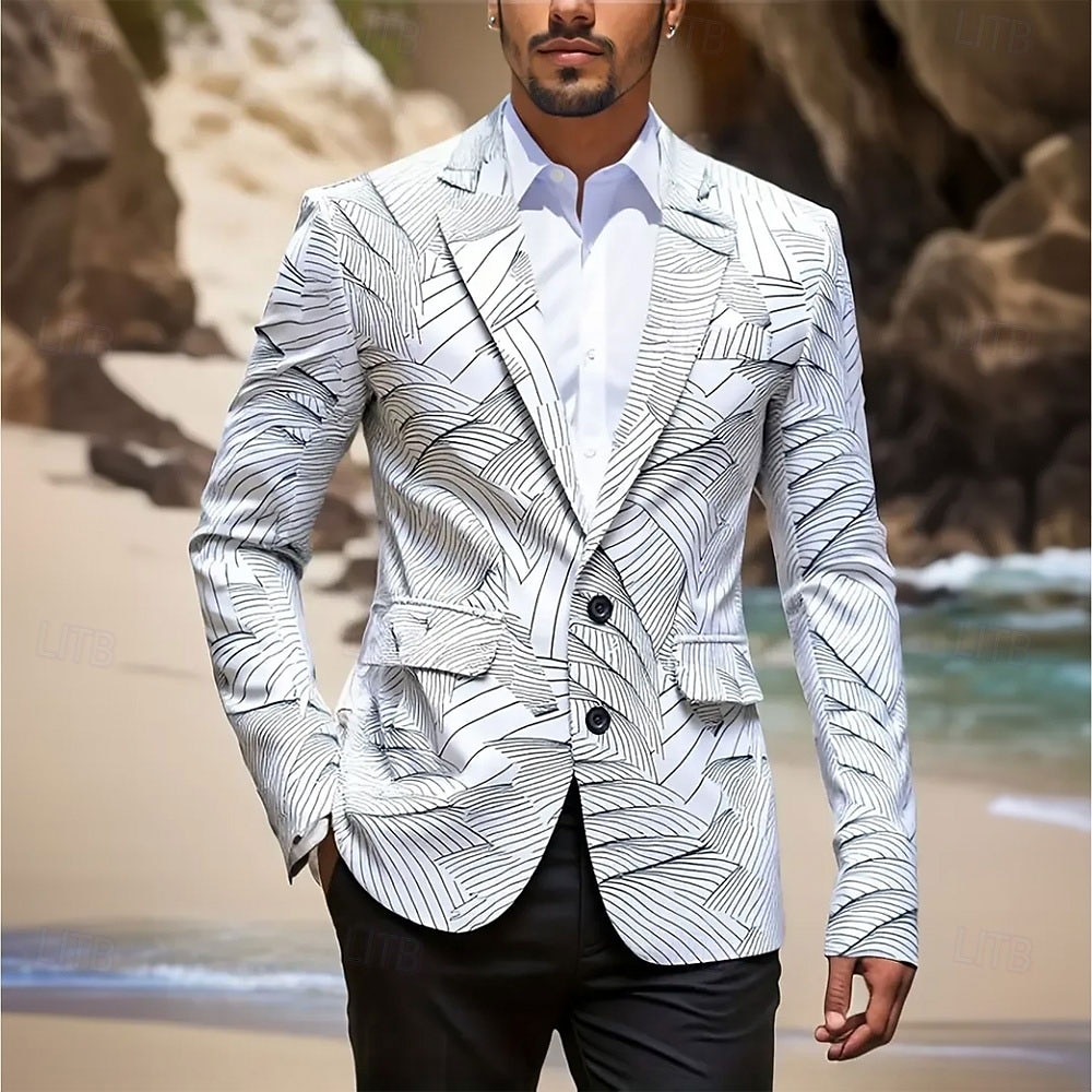 رجالي معطف سترة عمل كاجوال  يومي بريطاني كل الفصول 100 ٪ بوليستر الرسم طباعة ثلاثية الأبعاد Buttons مريح صدر فردي سترة رياضية أسود أبيض أزرق 2026 - $85.99 –P4