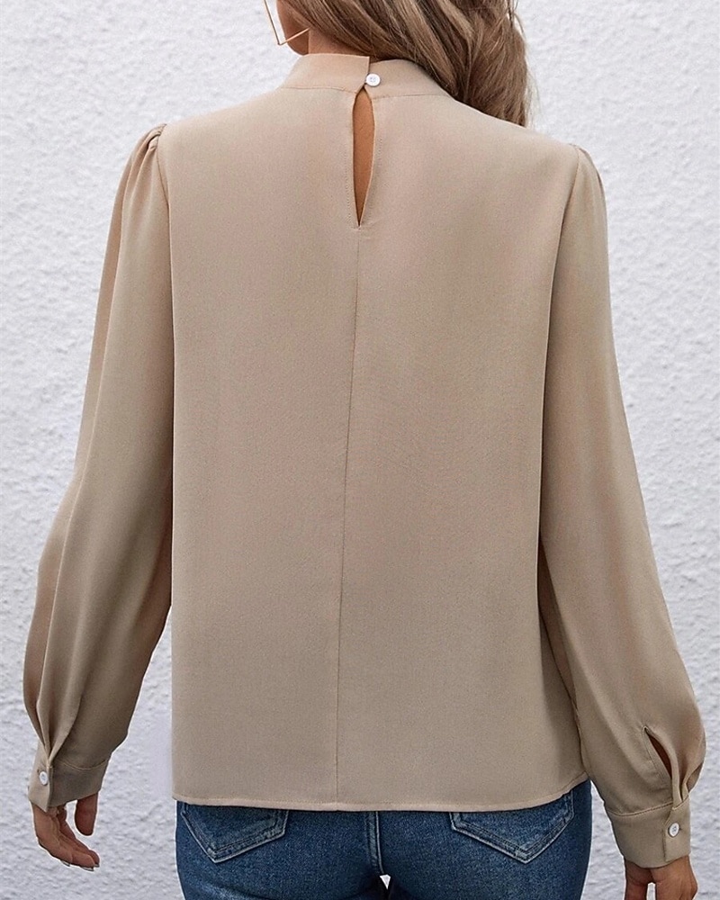 Γυναικεία Πουκάμισο Κομψή Φιλάρεσκος Σατέν Μπλούζα Συμπαγές Χρώμα Στυλάτο Καθημερινό Μακρυμάνικο Ζιβάγκο Κανονικά μπλουζάκια Καθημερινά Εξόδου Μαύρο Κίτρινο Πράσινο Ανοικτό Ρουμπίνι Βυσσινί 2026 - $27.99 –P5