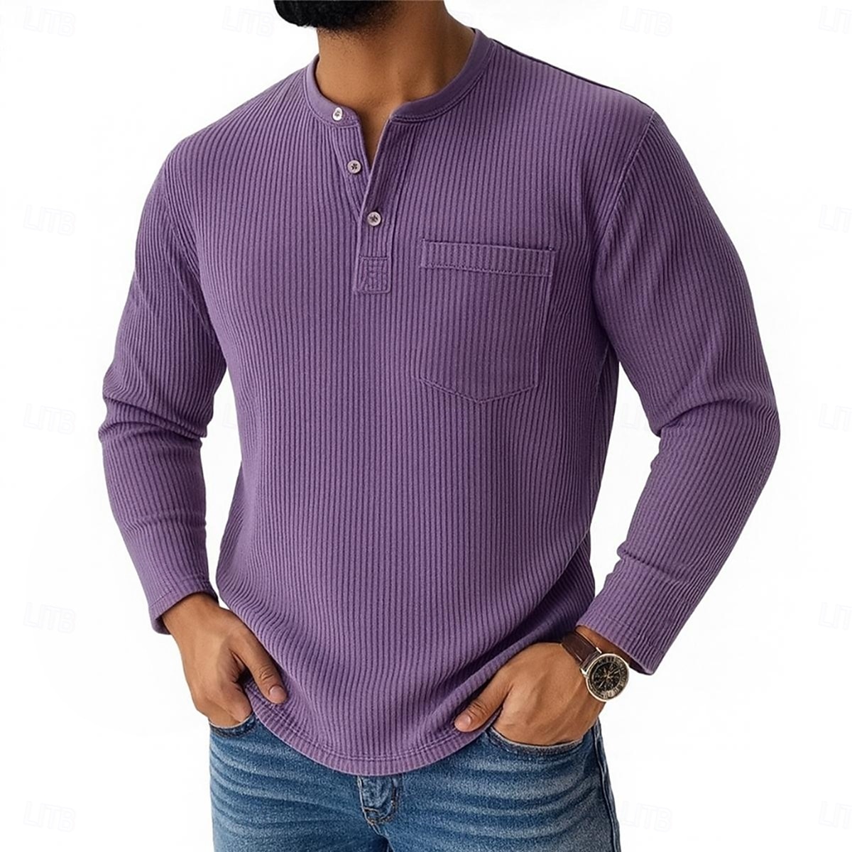 Per uomo Maglietta Camicia di Velluto a Coste Maglietta a Maglia a Coste Camicia a Maniche Lunghe Manica Lunga Henley Primavera Autunno Inverno Semplice Striscia di Fossa Moda Designer Essenziale del 2025 a $20.99 –P1