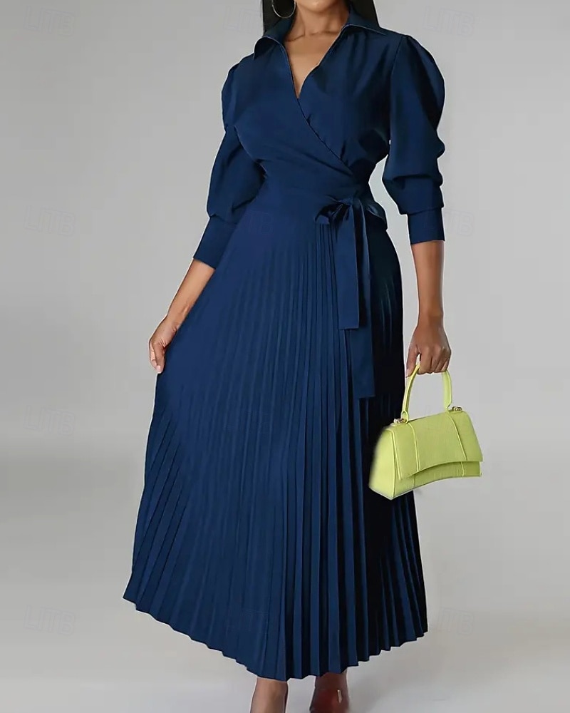 Dámské Midi šaty Šaty na párty Koktejlky Saténové šaty Slip Dress Elegantní Moderní Venkovní Párty Večerní oslava Běžný Bez vzoru Dlouhý rukáv Košilový límec Růžová růžová Černá Světlá růžov 2025 - $36.99 –P1
