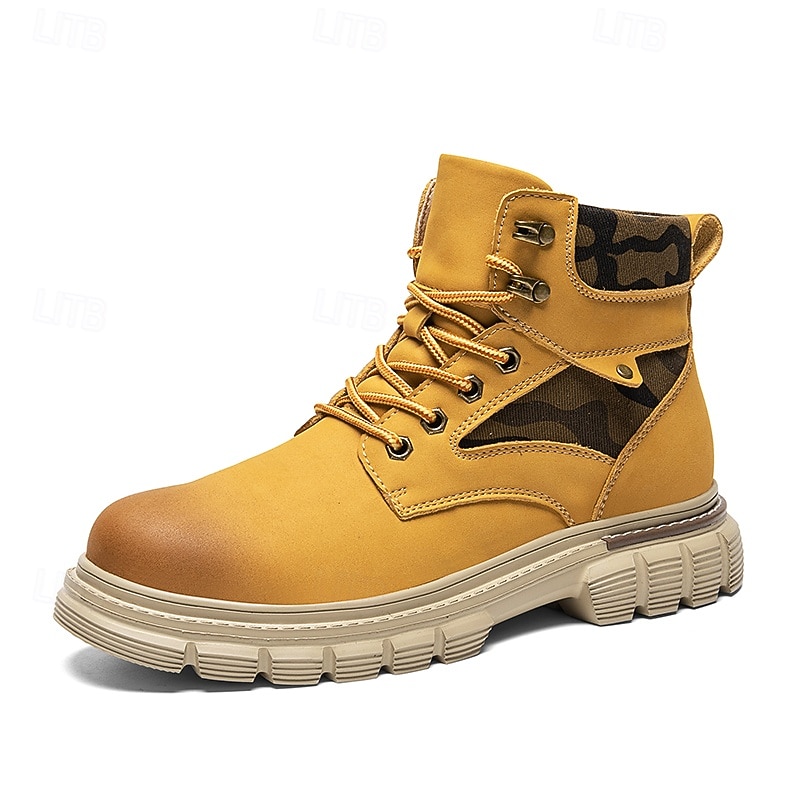 Fekete műbőr férfi fűzős csizma vastag talppal és katonai stílussal – tökéletes Harley-Davidson motorosoknak, punk rockereknek, hétköznapi viseletnek és trendi utcai divatnak. 2025 - $64.99 –P2