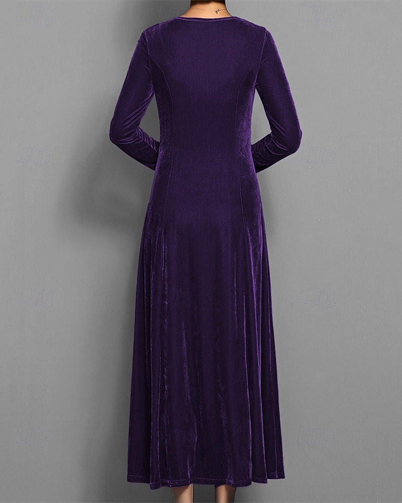Femmes Robe Longue Maxi Robe Robe en Velours Robe Décontractée Robe de Cocktail Élégant Mode Moderne Quotidien Soirée Week-end Coupe régulière Uni Manche 3/4 Col ras du cou Noir Rouge Bleu Violet de 2025 ? $27.99 –P20