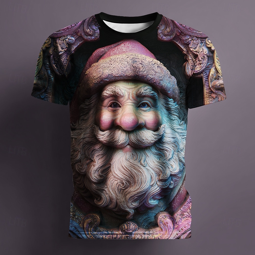 Christmas Men's Santa Claus T Shirt Short Sleeve T shirt 3D Print Crew Neck Shirt Daily Designer Artistic Vacation Party Street Pink Red Green All Seasons Clothing Apparel S M L XL XXL XXXL 2025 - $22.99 –P2