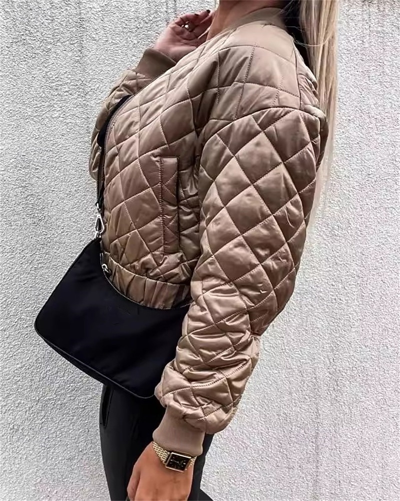 Per donna Giacca imbottita Giacca Casual Caldo Confortevole Cerniera Tasca Moda All'aperto Semplice Uscire Weekend Cerniera Regolare Collo alla coreana Vestibilità regolare Manica Lunga Capispalla del 2025 a $26.99 –P7