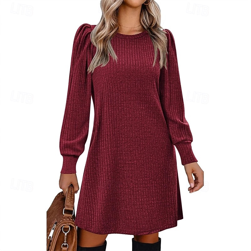 Women's Mini Dress Casual Dress Elegant Fashion Modern Outdoor Daily Going out Regular Fit Plain Long Sleeve Crew Neck Black Pink Red Blue Spring Autumn 2025 - $31.99 –P4