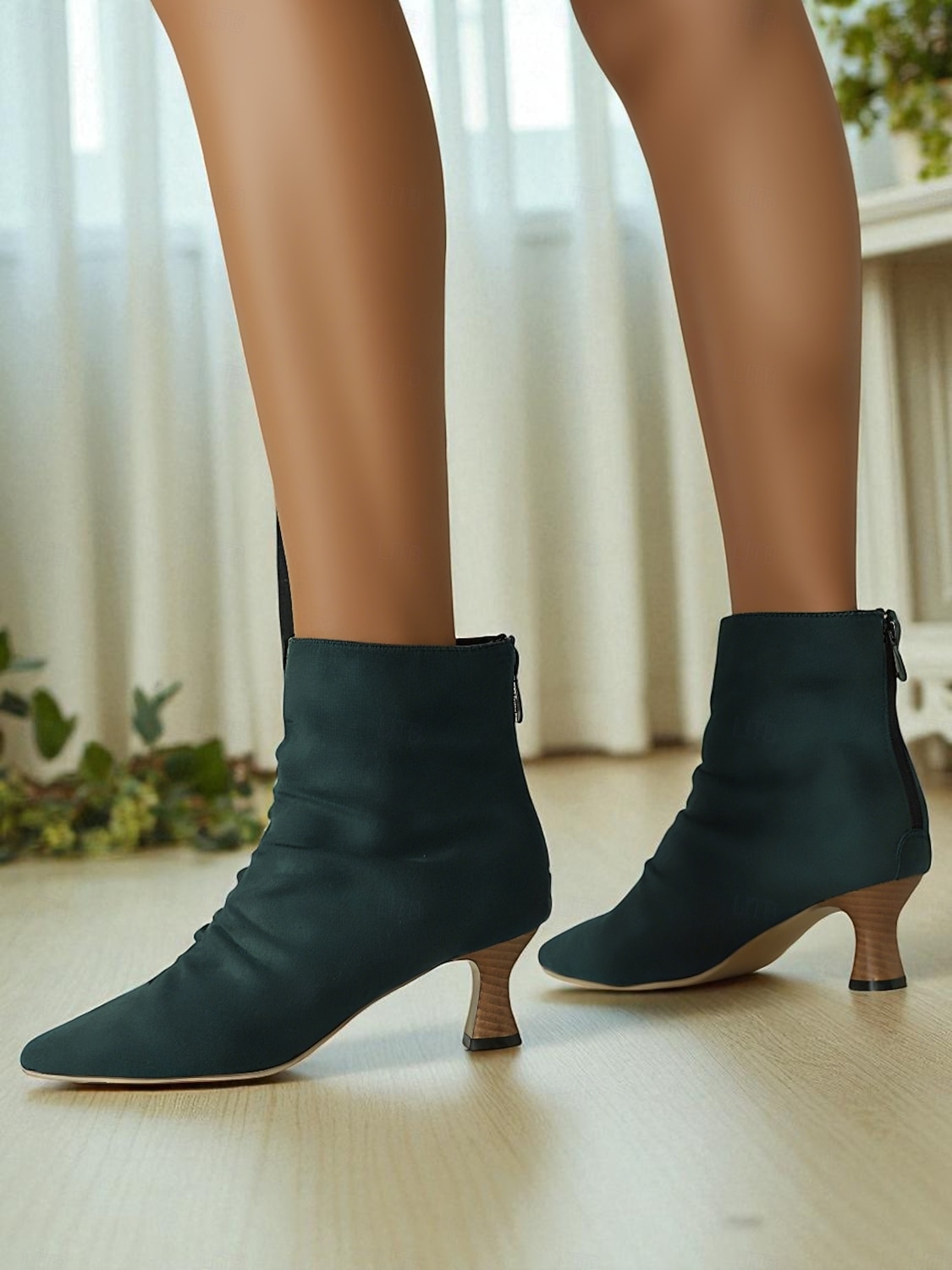Dámské Boty Slouchy boty Práce Denní Kotníkové boty Booties Zip Nízký tenký Palec do špičky Elegantní Módní Umělá kůže Zip Matná černá Zářivě černý Bordó 2025 - $54.99 –P3