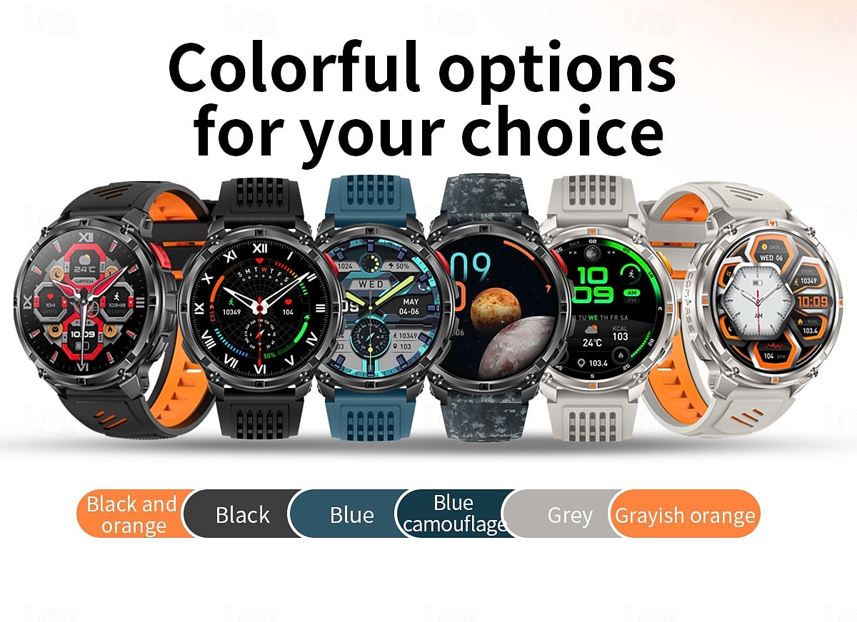 HT33 Smart Watch 1.7-inch BT Call Compass Health Monitor Waterproof LED Flashlight Outdoor 1100mAh Battery Smartwatch 2025 - $48.99 –P17