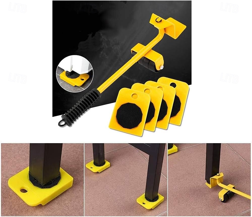 Nagy teherbírású bútoremelő 4 csúszkával, görgős mozgató eszközökkel kanapé hűtőszekrényhez, max. 150 kg / 330 font, könnyen átalakítható és átrendezhető a lakótér (sárga) 2026 - $20.99 –P9