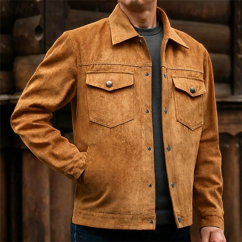 Hombre Chaqueta de camionero Chaqueta de gamuza sintética Chaqueta tipo cargo Vacaciones Diario Transpirable Bolsillo Primavera Otoño Plano Moda Clásico Diseño Regular Negro Caqui Verde Ejército 2026 - $48.99 –P3