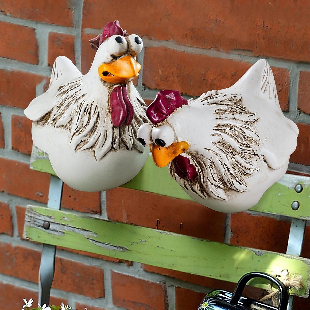 hauska valkoinen kana-aitakoriste – söpö &omituinen ilme puutarhakoriste, vedenpitävä hartsikanahahmo pihalle, terassille, maatilan aidan koristeluun 2026 - $6.99 –P4