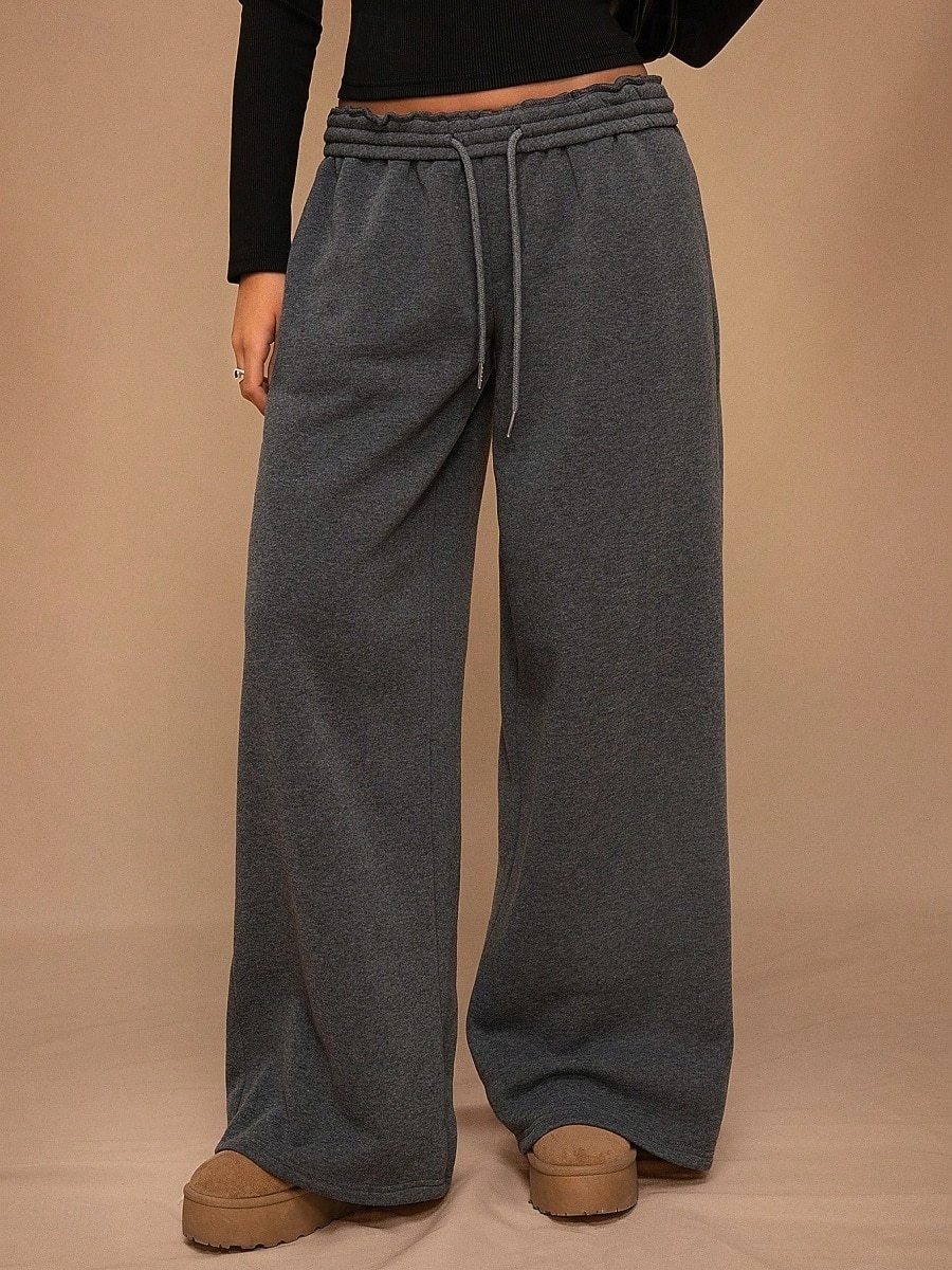 Femmes Joggings Jambe large Chinos Mode Streetwear Occasionnel Longueur complète Taille haute Uni Ceinture Élastique Confortable Doux Élastique Extérieur Rue Gris clair Noir Blanche Rouge Ét de 2026 ? $29.99 –P10