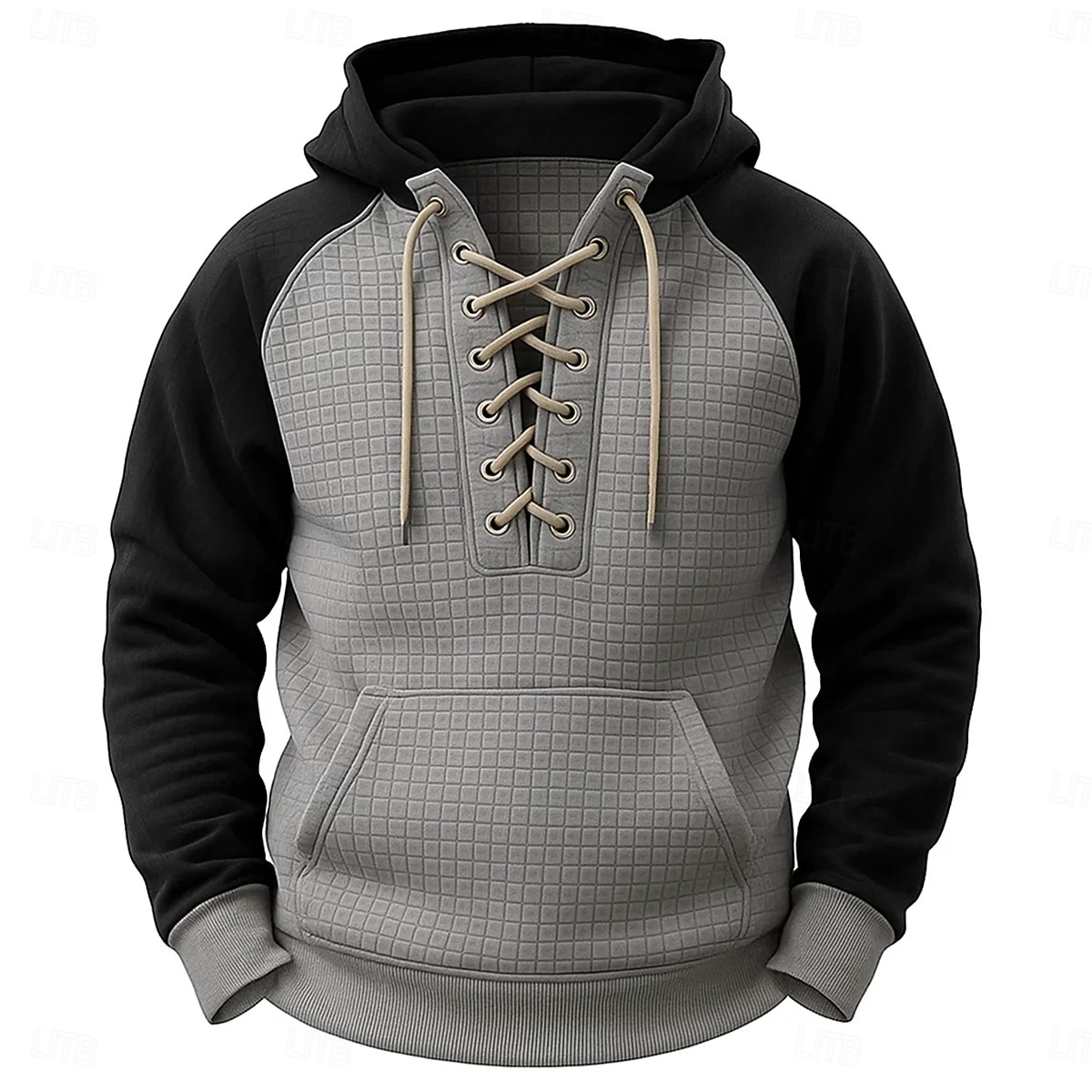 Hombre Sudadera Sudadera con estampado de gofres Sudadera Con Capucha Pull-over Verde Ejército Azul Marino Azul Piscina Caqui Gris Con Capucha Plano Acordonado Retazos Deporte Casual Diario Ropa de 2025 - $32.99 –P3