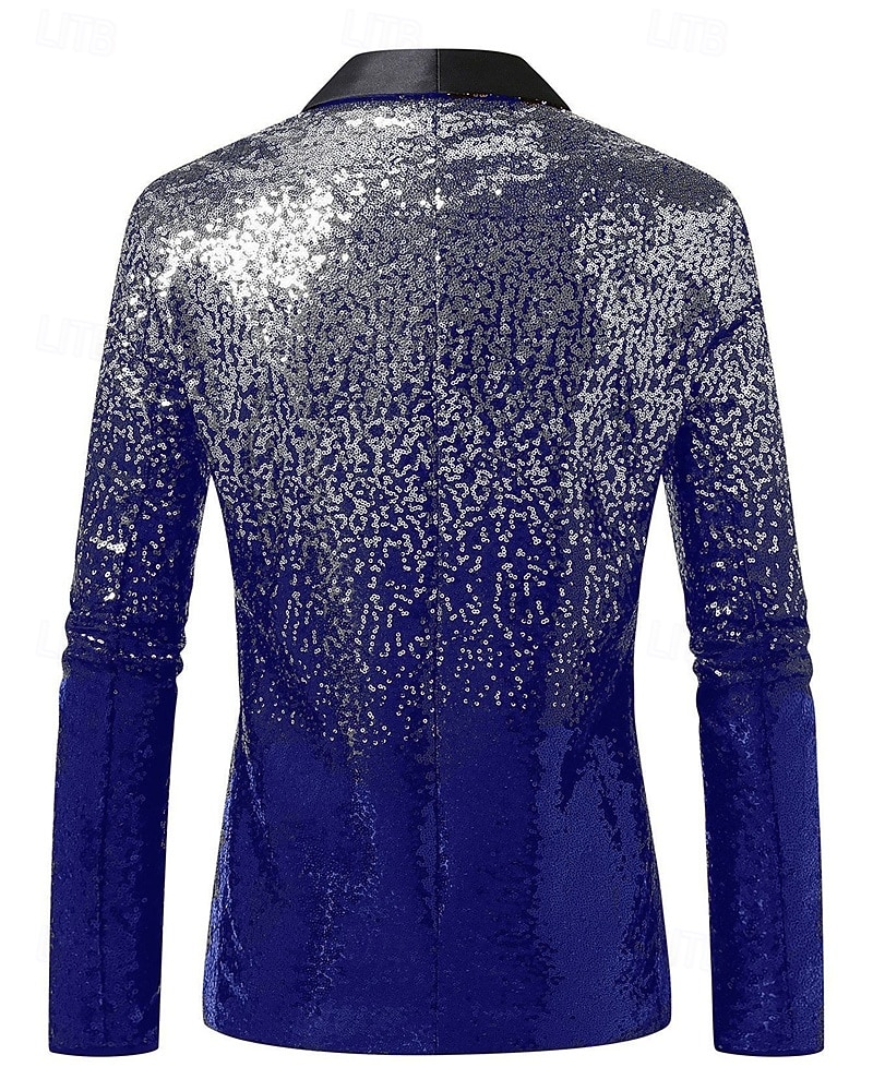 رجالي سترة عمل حفلة كوكتيل حفلة الزفاف موضة كاجوال الربيع الخريف بوليستر تدريجي ترتر جيب مريح صدر فردي سترة رياضية أزرق أرجواني ذهبي أخضر 2025 - $84.99 –P11