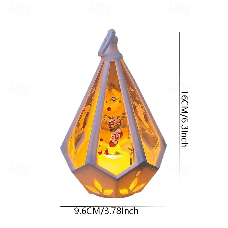 1 pieza 16 * 9,6 cm luz de vela iluminada LED navideña, linterna de mano, luz de adorno de decoración de mesa de reunión interior y exterior, luz colgante de luz de viento lr1130 * 3 baterías 2025 - $4.49 –P6