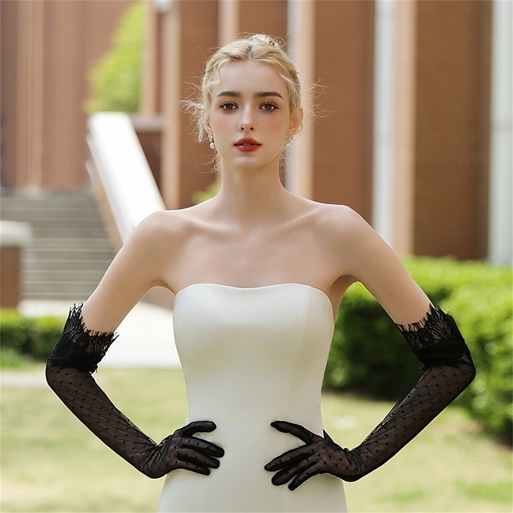 Com Transparência Até o Cotovelo Luva Elegante / Festa / Noite / à moda Com Cor Pura Luvas de Festa / Casamento de 2025 por $14.99 –P5