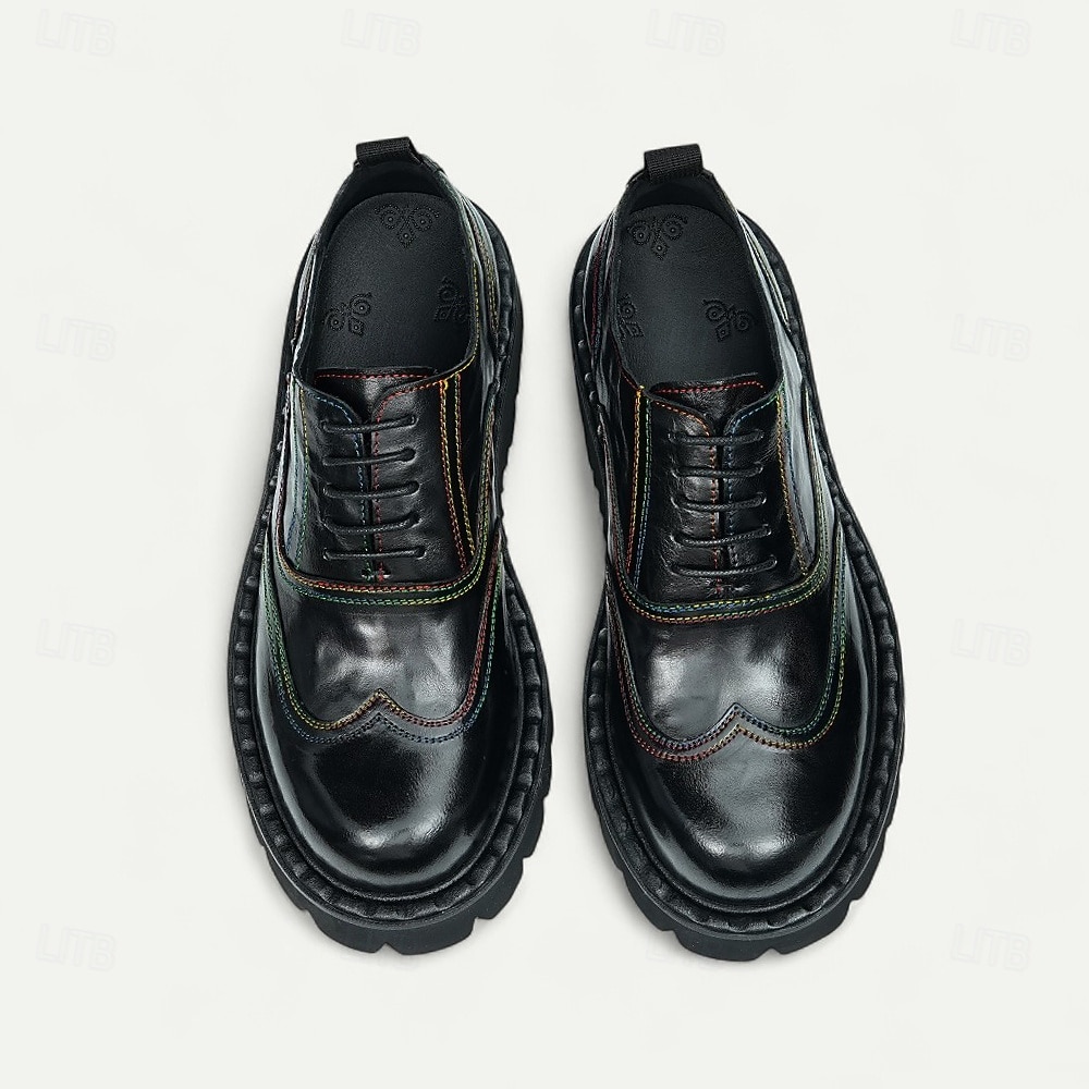 Herresko med burgunderfargede brogues og oxford-sko, klassiske snøresko for kontoret, banketter og spesielle anledninger 2026 - $119.99 –P8