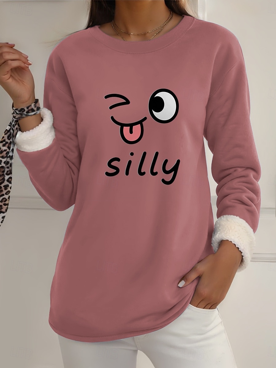 Pull-over pour femme, sweat-shirt graphique, chaud, décontracté, duveteux, manches longues, col rond, régulier, streetwear, décontracté, jaune, rose, rose foncé, bleu, gris, printemps, automne, hiver de 2025 ? $23.99 –P6