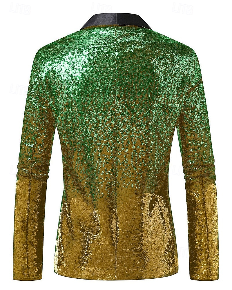 رجالي سترة عمل حفلة كوكتيل حفلة الزفاف موضة كاجوال الربيع الخريف بوليستر تدريجي ترتر جيب مريح صدر فردي سترة رياضية أزرق أرجواني ذهبي أخضر 2025 - $84.99 –P3