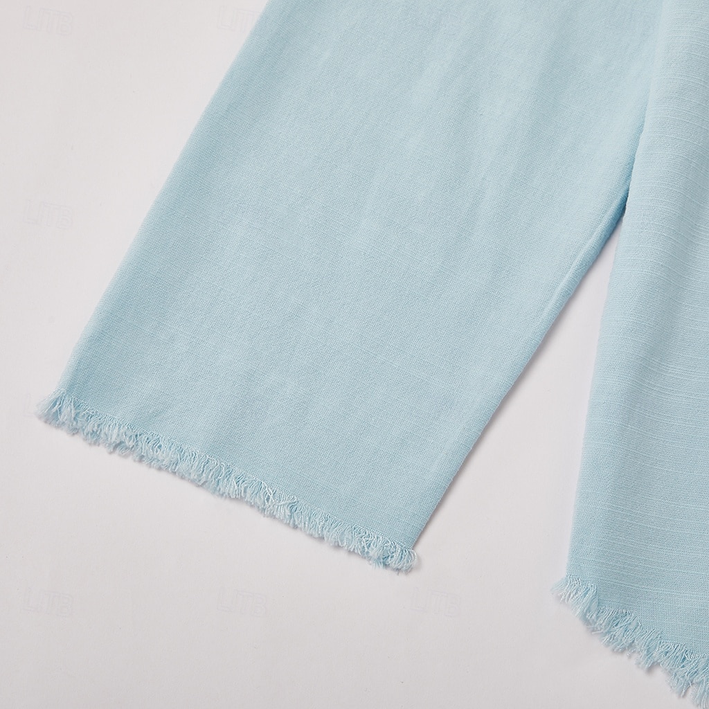 Homme T-shirt en lin manche longue Col en V Été Printemps Couleur Unie ancien Bohème Occasionnel Bord écru Vacances Rue Occasionnel Blanche Rose Bleu Ciel T-shirt haut de gamme pour homme de 2025 ? $25.99 –P14