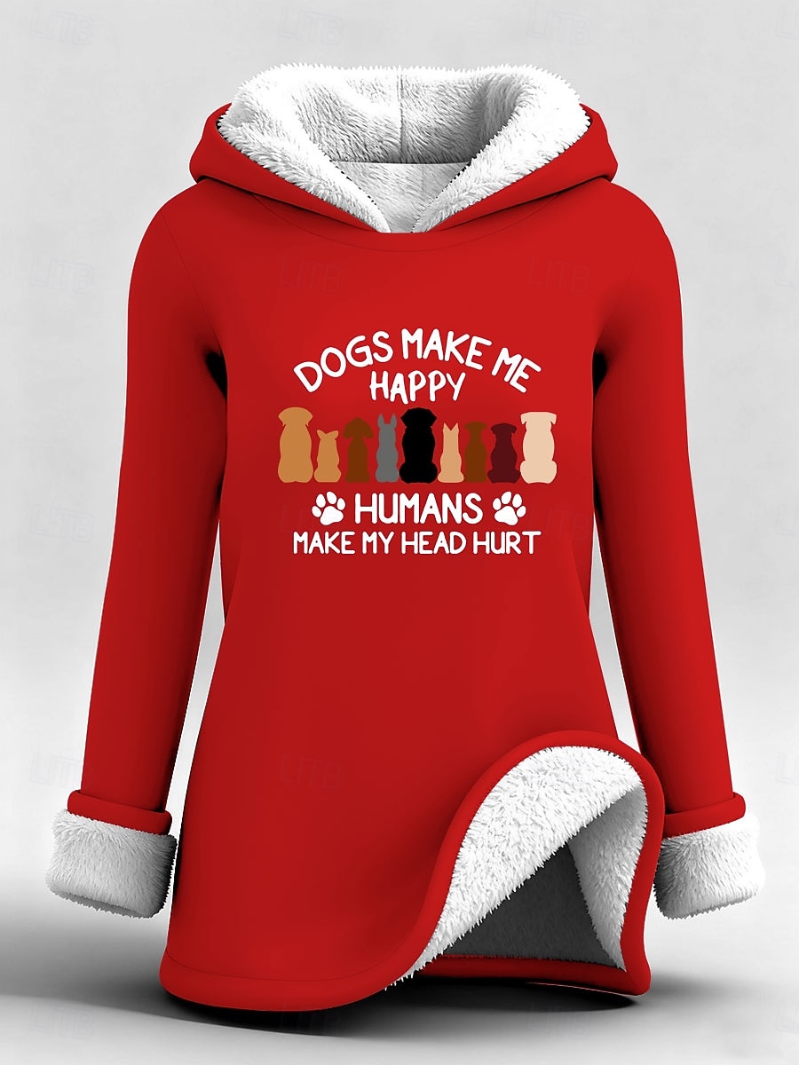 Damen Kapuzenpullover Druck Grafik Buchstabe Warm Lässig Sherpa-Fleece Langarm Mit Kapuze Normale Oberteile Lässig Straße Alltagskleidung Blau Schwarz Rosa Dunkelpink Rote Herbst Winter 2026 - $31.99 –P4