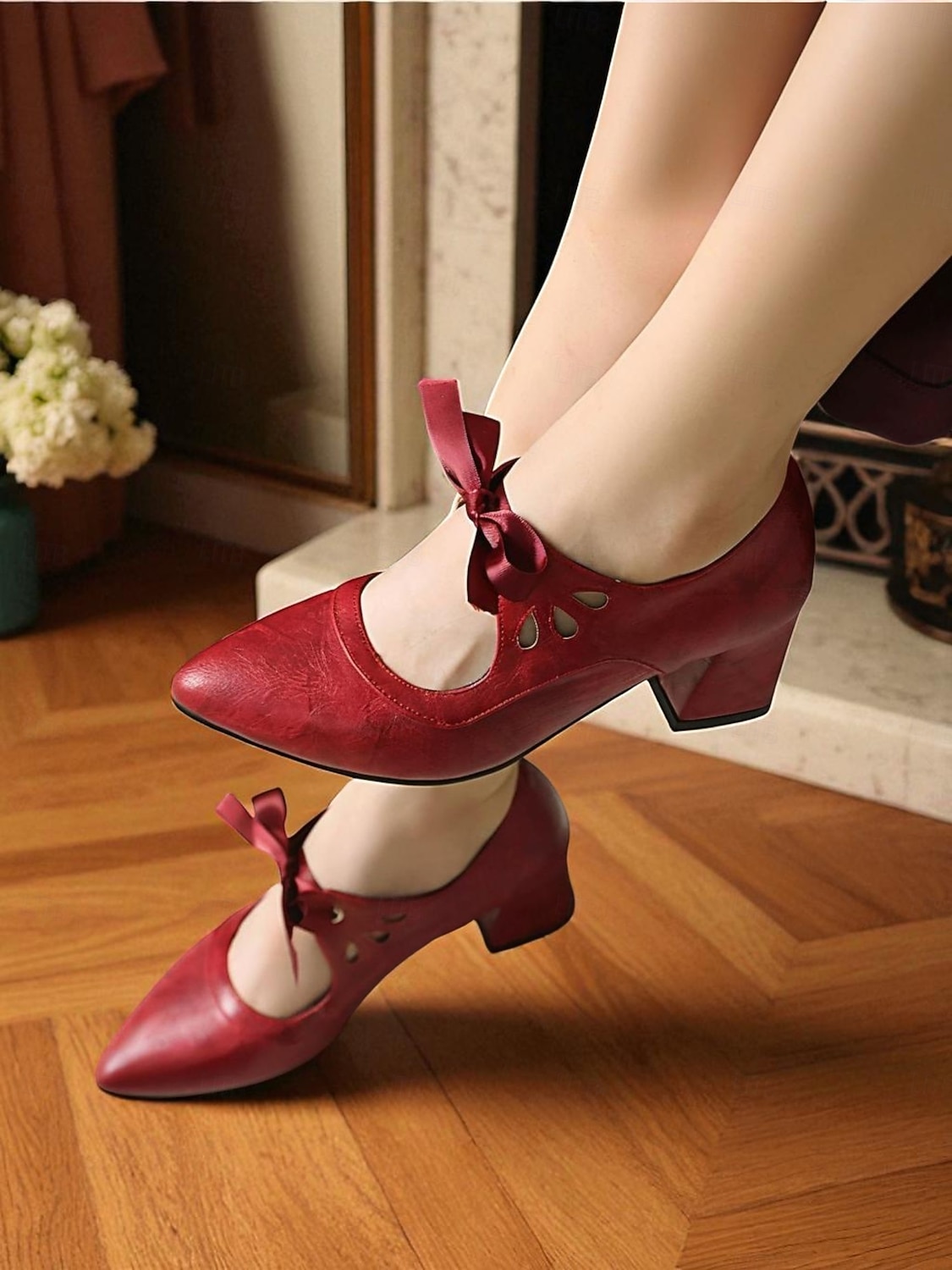 Γυναικεία μαύρα τακούνια Mary Jane σε στιλ δεκαετίας του 1950 με φιόγκο – ρετρό γόβες με χοντρό τακούνι για καθημερινή vintage εμφάνιση και swing χορό 2026 - $54.99 –P7